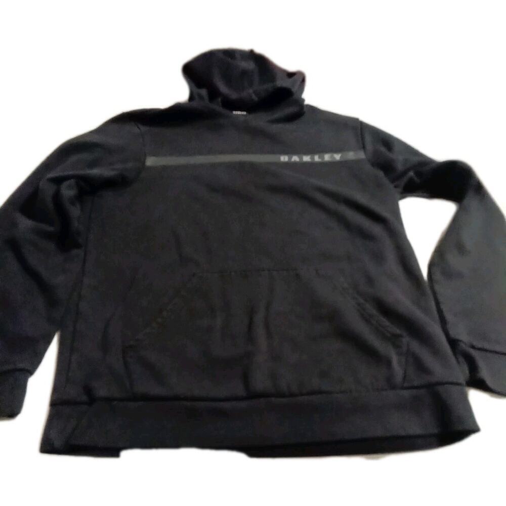 Oakley Men's Medium Hoodie Black Gray Logo Pullover Sweatshirt Missing...